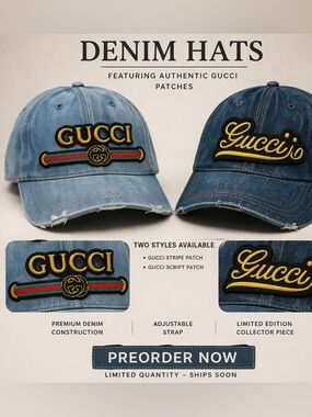 Repurposed Embroidery Patches Denim Hat with Matching Denim Tote